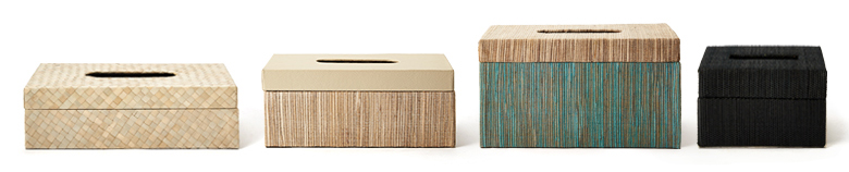 4サイズ展開、6つの天然素材のバリエーションから選べるティッシュケースカバー
