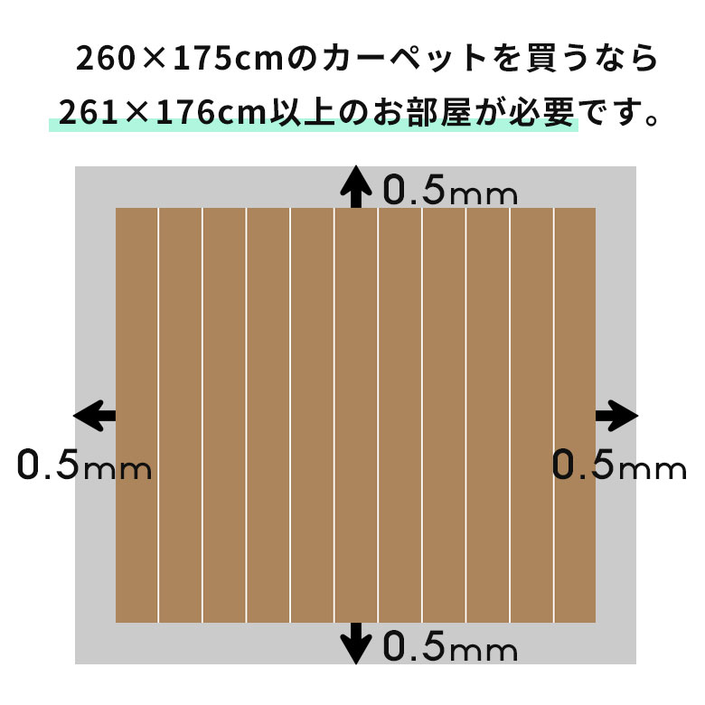 260x175cm�̃J�[�y�b�g�𔃂��Ȃ�261x176cm�ȏ�̂��������K�v�ł��B