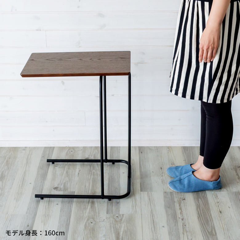 ソファーテーブル 完成品 パソコンテーブル ヴィンテージ アンティーク レトロ モダン かわいい ブラウン オーク コンパクト 省スペース パイプ マルチサイドテーブル
