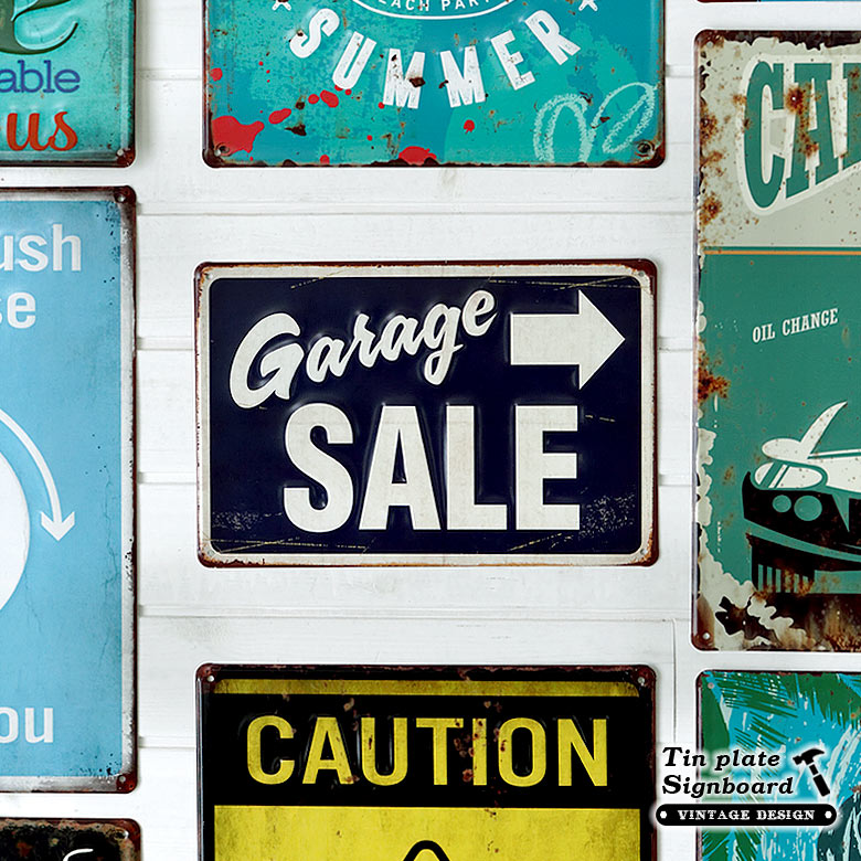 ブリキのヴィンテージ風サインボード GarageSALE