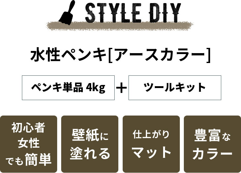 豊富なカラーが魅力的！仕上がりマットな水性ペンキと、ペイント用ツールのセット
