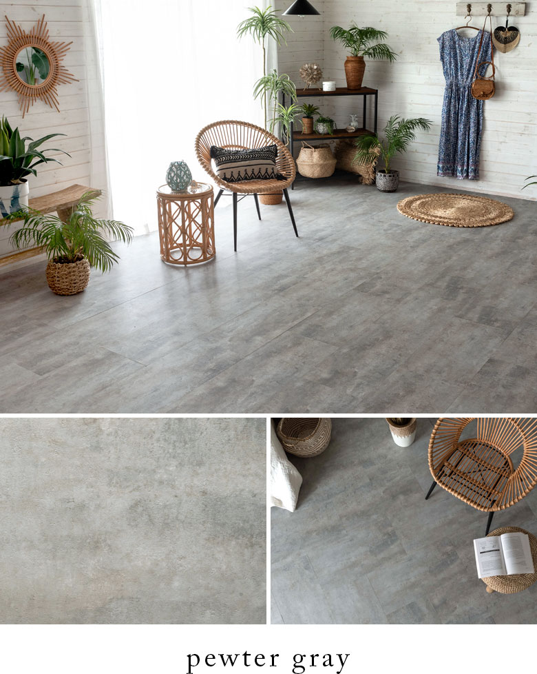 石目調のボンド施工式フロアタイルSOLUMソルムのカラー・ピューターグレー