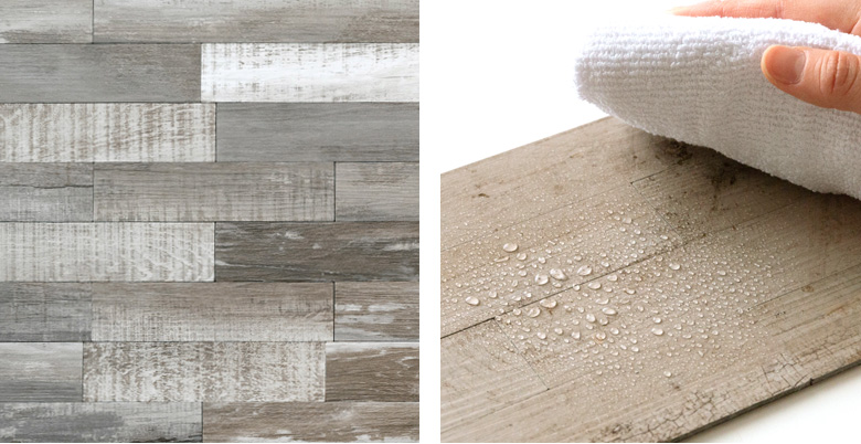 レンガ状で本格的な仕上がり。防水性で水拭きOK