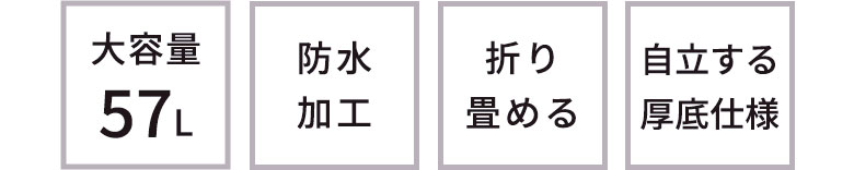 防水加工で湿った衣類もたくさん収納!4人家族でも十分な大容量57L折りたたみ式ランドリーバスケット スクエアタイプ