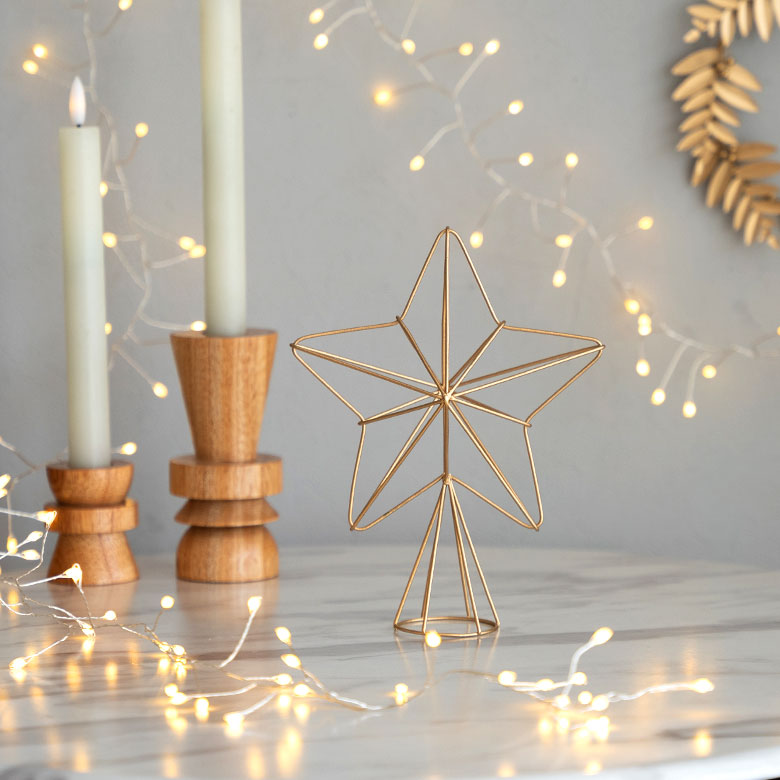 クリスマスツリーを飾る星のワイヤートッパー 約W15.5×D6×H19.5cm