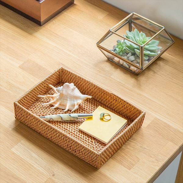 ラタンで編まれたナチュラルなトレイ(12844)【生活雑貨のELEMENTS本店