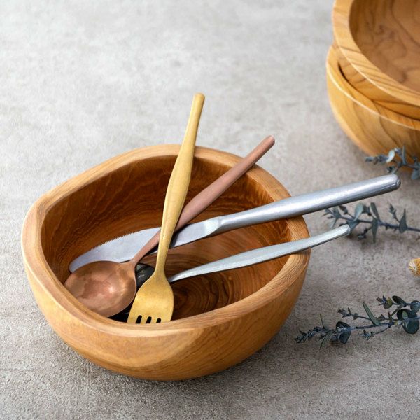 トレイ チークウッド 木製 ウッド ボウル Mサイズ ハンドメイド [11588