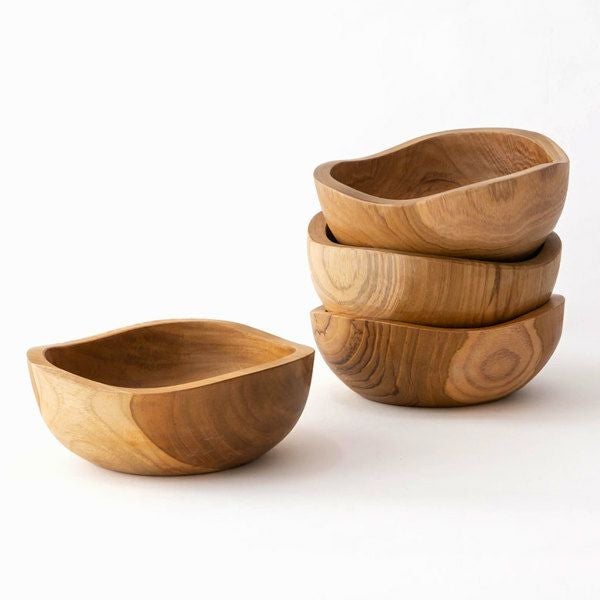 トレイ チークウッド 木製 ウッド ボウル Mサイズ ハンドメイド [11588