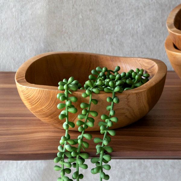 トレイ チークウッド 木製 ウッド ボウル Lサイズ ハンドメイド [11589