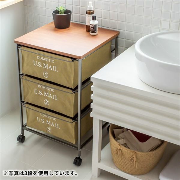 3色展開】インダストリアルなチェストワゴン 4段 (91039)【生活雑貨の