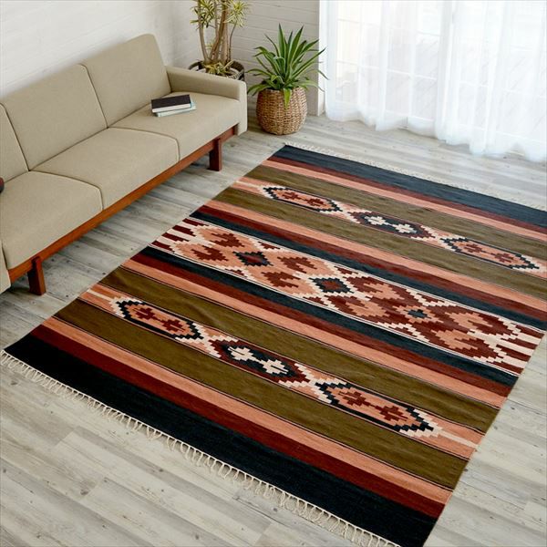コットンキリムラグ[Lサイズ]200×250cm[Hタイプ](31440)【生活雑貨の