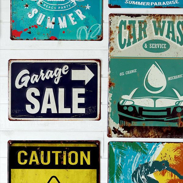 メール便対応】【Garage SALE】ヴィンテージ風 サインボード(65282