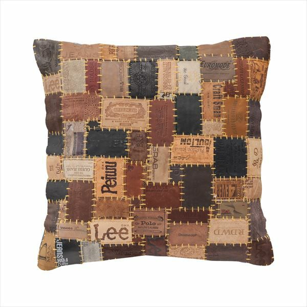 ヌードクッション付き 】パッチワーク レザー クッション 45角 45×45cm