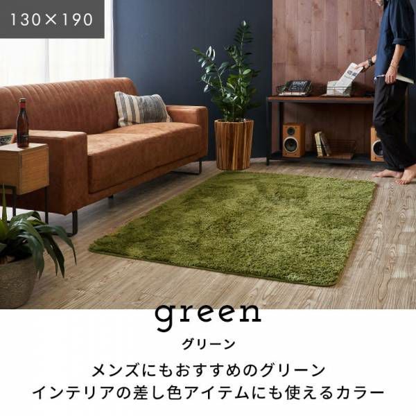 広めの空間にぴったりのマイクロファイバーシャギーラグ 約200×250cm