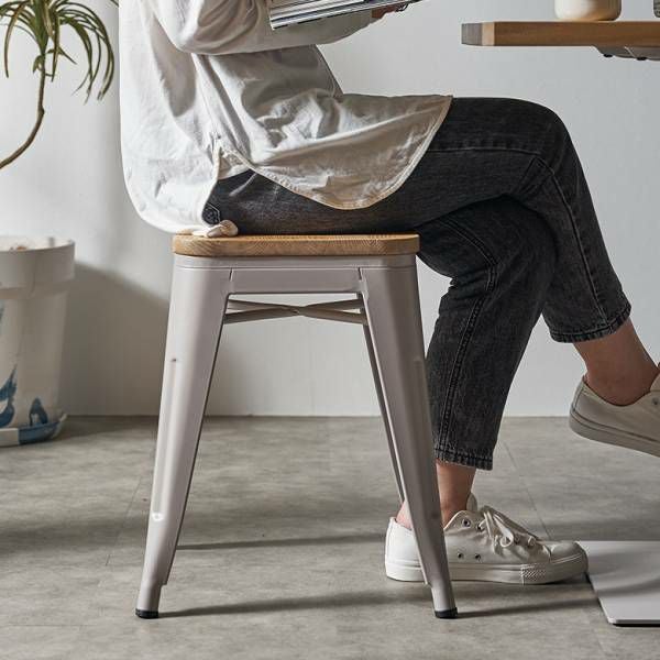 スツール 木製 椅子 スチール チェアー スタッキングチェア 完成品 黒