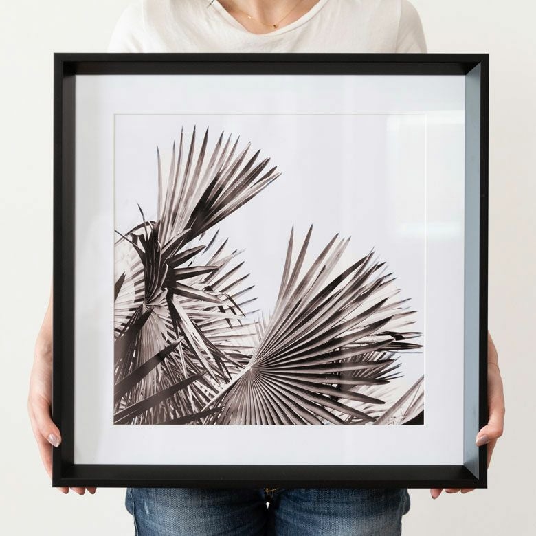 アートパネル モノクロ リーフ ボタニカル 50×50cm 壁掛け インテリア