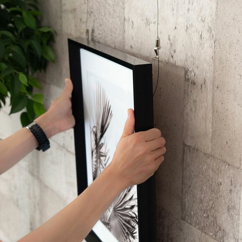 アートパネル モノクロ リーフ ボタニカル 50×50cm 壁掛け インテリア