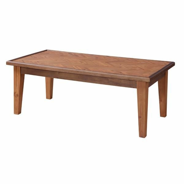 テーブル 天然木 ヘリンボーン柄 110cm × 55cm 組立品 [91258