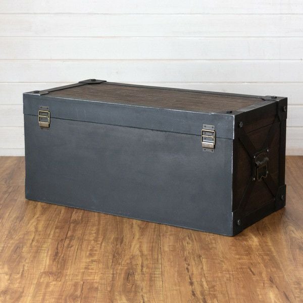 収納ボックス アンティーク風 木製 蓋付き 幅76cm 奥行38cm 高さ35cm