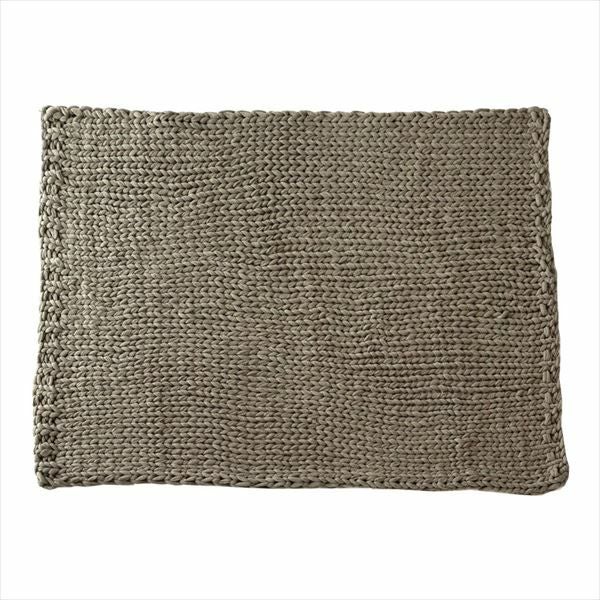 チャンキーニット ブランケット カーキグレー 約100×140cm [66531-mo