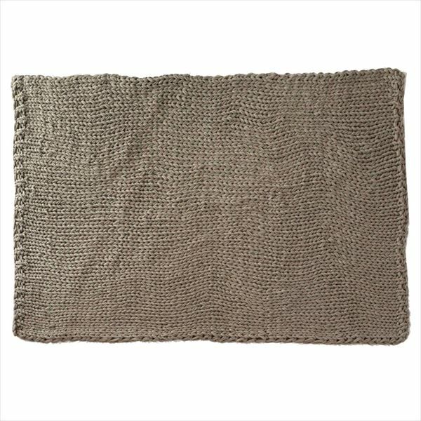 チャンキーニット ブランケット カーキグレー 約140×200cm [66532-mo