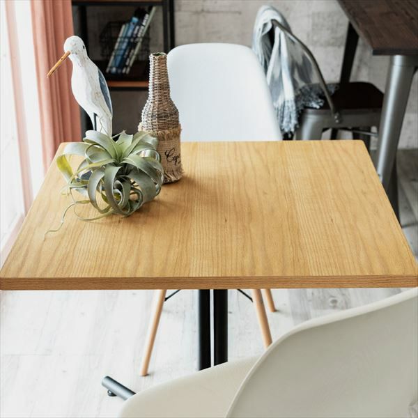 コーヒーテーブル　カフェテーブル　木製テーブル　ダイニングテーブル カフェ風テーブル 木製 スチール ナチュラル ブラウン 正方形 幅75cm