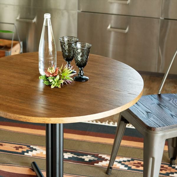 カフェ風　カウンターテーブル　ダイニングテーブル カフェ風テーブル 木製 スチール ナチュラル ラウンド 直径80cm [91360