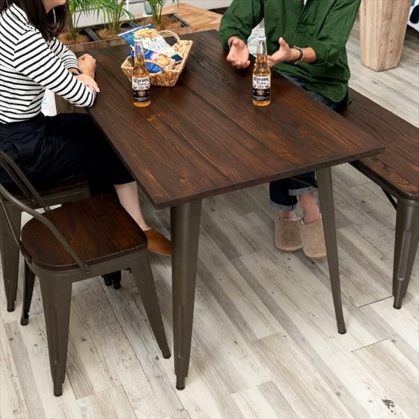 ダイニングテーブル 4人掛け 幅125cm 75cm 高さ75cm スチール脚 木製