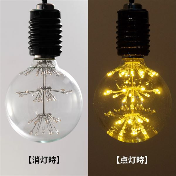 LED電球 レトロランプ エジソン型 スパークリングバルブ 電球色 直径