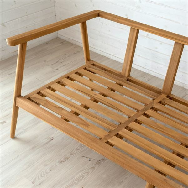 チーク無垢材の重厚感が漂う3人掛けソファ 幅190cm TAKE TEAK [13730