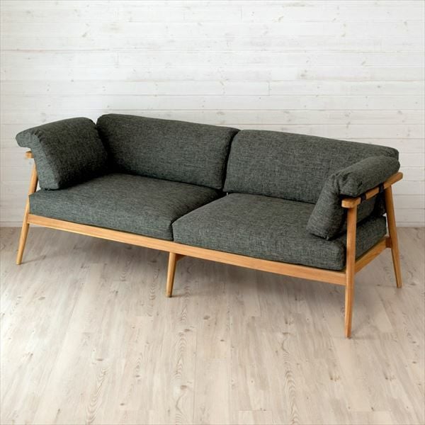 家具設置便】3人掛けソファ 天然木製 幅190cm「TAKE TEAK」 [13730