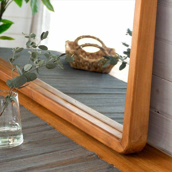 天然木製 壁掛けミラー 「TAKE TEAK」 [13736] 【ドレッサー 鏡台