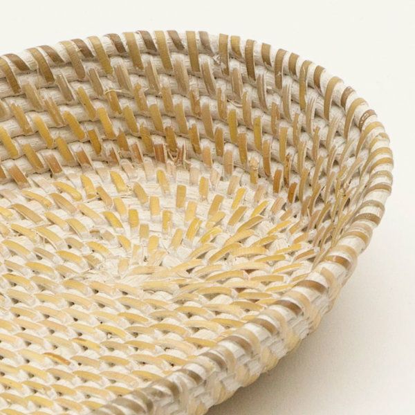 トレイ ラタン製 ホワイトウォッシュ 楕円形 約25×12cm 深さ3.5cm