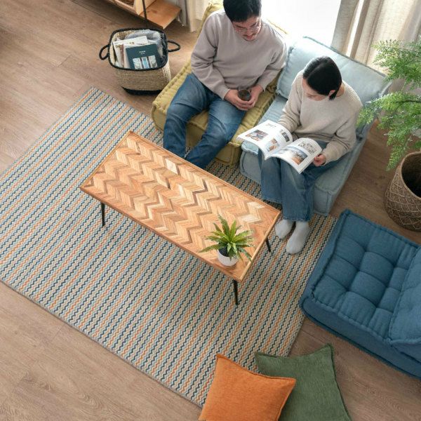 ラグ ラグマット 約140×200cm インド製 ウール コットン オレンジ