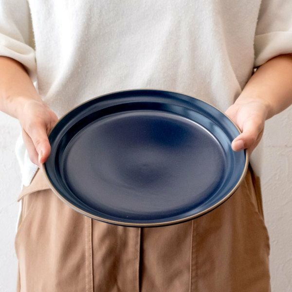 皿 プレート グレー ネイビー 直径22cm [90143] | 【生活雑貨の