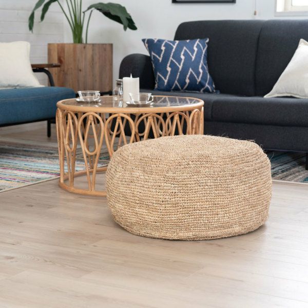 ラフィア　ナチュラル　モダン　ココナッツ　ボタン　ナチュラル　クッション フロアクッション ラフィア 約 W 70 × H 32 クッション 座布団 [13881