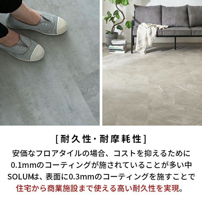 フロアタイル solum 27枚（３畳分） 置くだけ簡単施工のモダンなストーン調フロアーシートでDIY SOLUM 約2畳