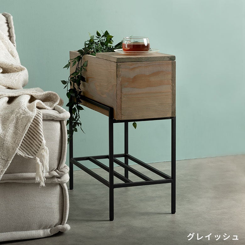 プランタースタンド 脚付き プランター シェルフ アイアン 木製 木