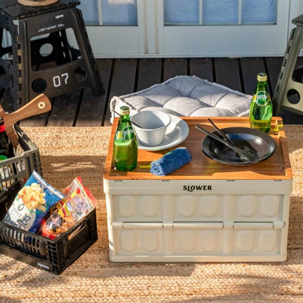 テーブルトップ コンテナ専用 フタ カバー 約 W 52 × D 33.5 ウッド