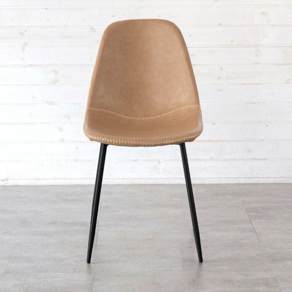 チェア ソフトレザー スチール 座面高 45cm ベージュ ブラウン [91482