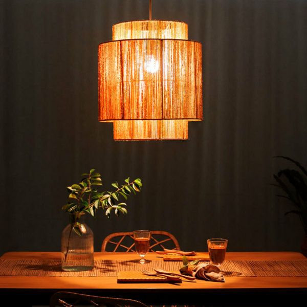 ペンダントライト ランプシェード ジュート 麻 1灯 口金E26 60W LED