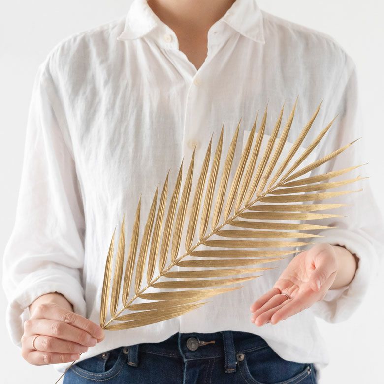 パームリーフ フェイクグリーン ゴールド シルバー 52cm 2本セット