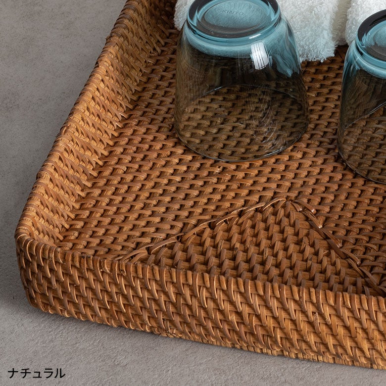 トレイ トレー Lサイズ ボックス ケース ラタン 籐 ホワイト