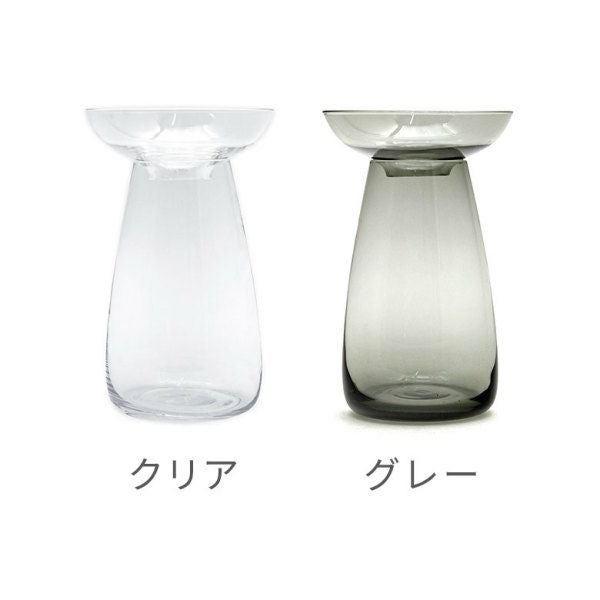 フラワーベース ガラス クリア グレー 直径 12cm 高さ 19cm 830ml