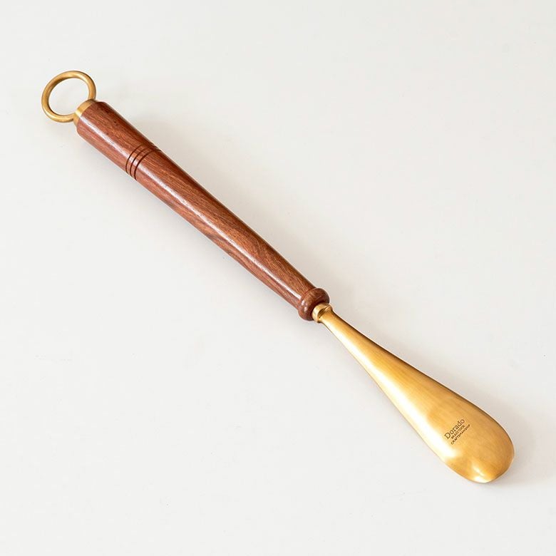 シューホーン 靴ベラ 真鍮 木 長さ 46cm [90399]【 靴べら ロング 金属
