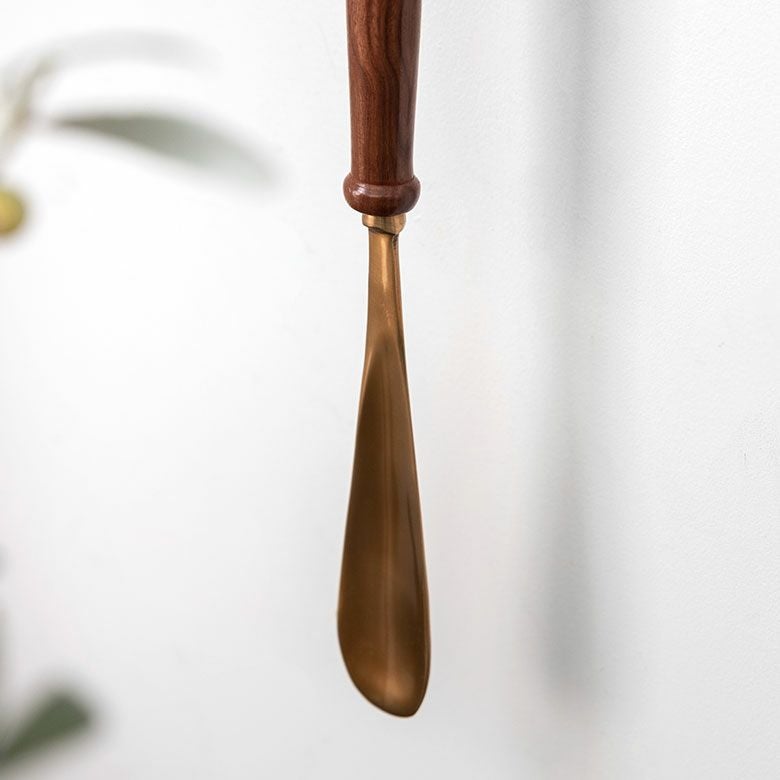 シューホーン 靴ベラ 真鍮 木 長さ 46cm [90399]【 靴べら ロング 金属