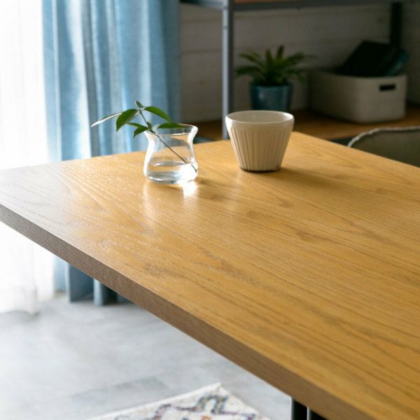 カフェ風テーブル 木製 スチール ナチュラル ブラウン 長方形 W 100