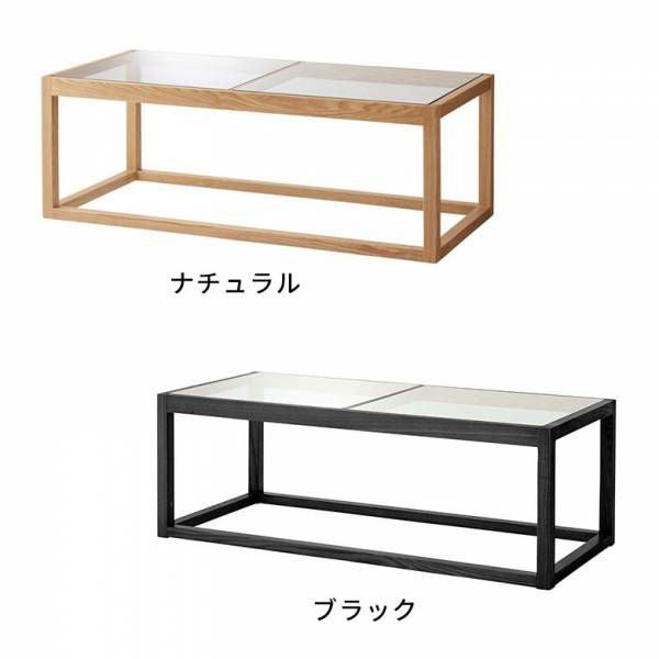センターテーブル テーブル 木製 ガラス 長方形 W 110 × D 50 cm ロー