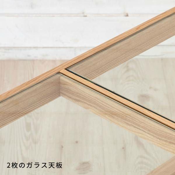 センターテーブル テーブル 木製 ガラス 長方形 W 110 × D 50 cm ロー