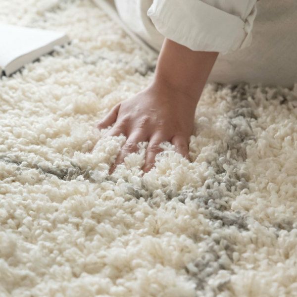 ベニオワレン風シャギーラグ 200×200cm モロカンデザイン ダイヤ柄